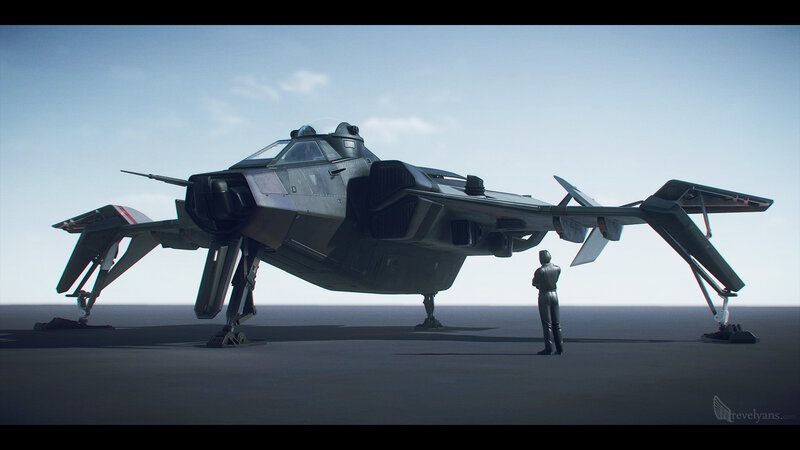 Futuristic Aircraft — Gray, Dramatic