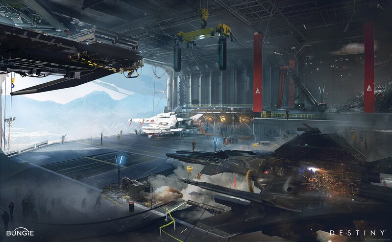 Futuristic Aircraft Hangar — Gray