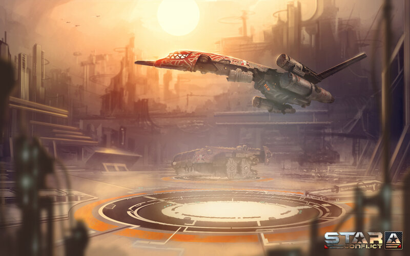 Futuristic Aircraft in City — Orange