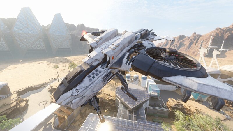 Futuristic Aircraft in Desert — Gray