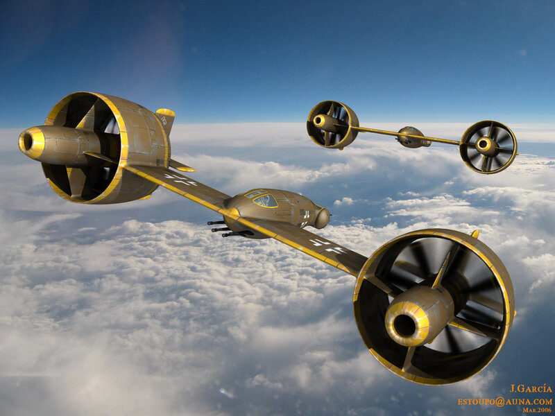 Futuristic aircraft in flight