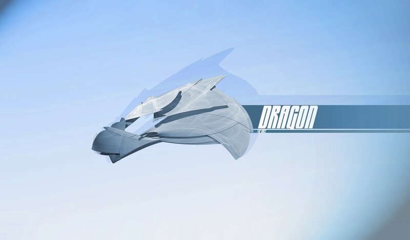 Futuristic Aircraft in Flight — Blue, Serene