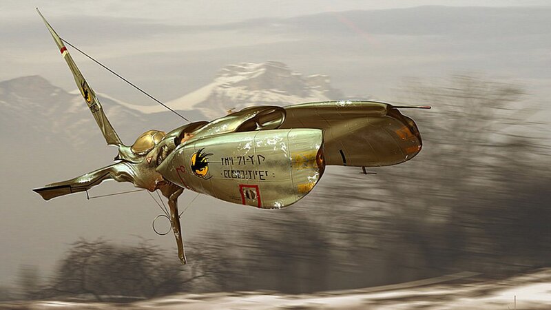 Futuristic Aircraft in Flight — Gray
