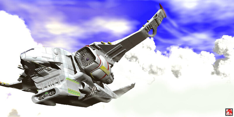 Futuristic Aircraft in Flight — White