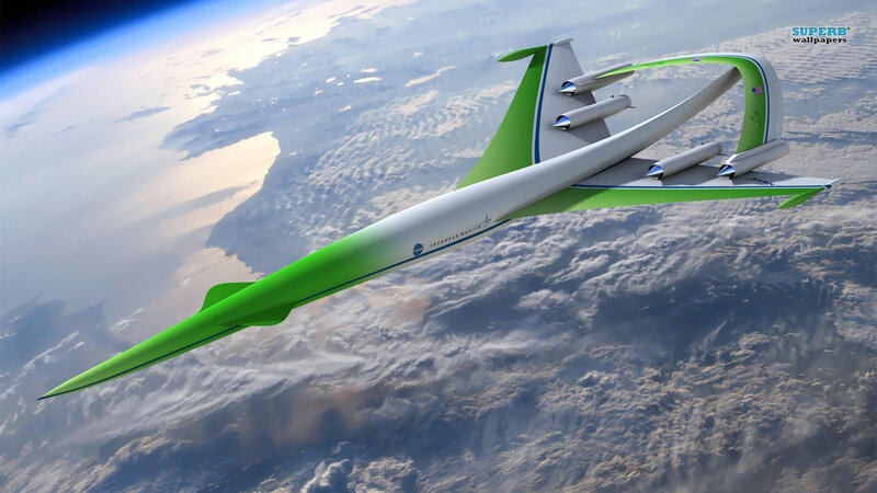 Futuristic Aircraft in Orbit — Green, Dramatic, 3d Render