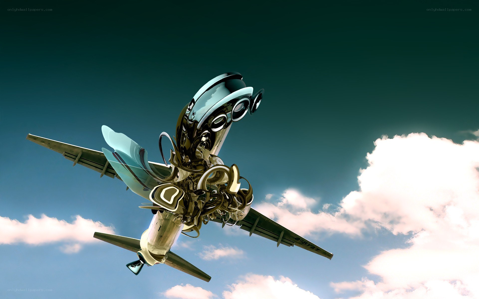 futuristic aircraft in sky