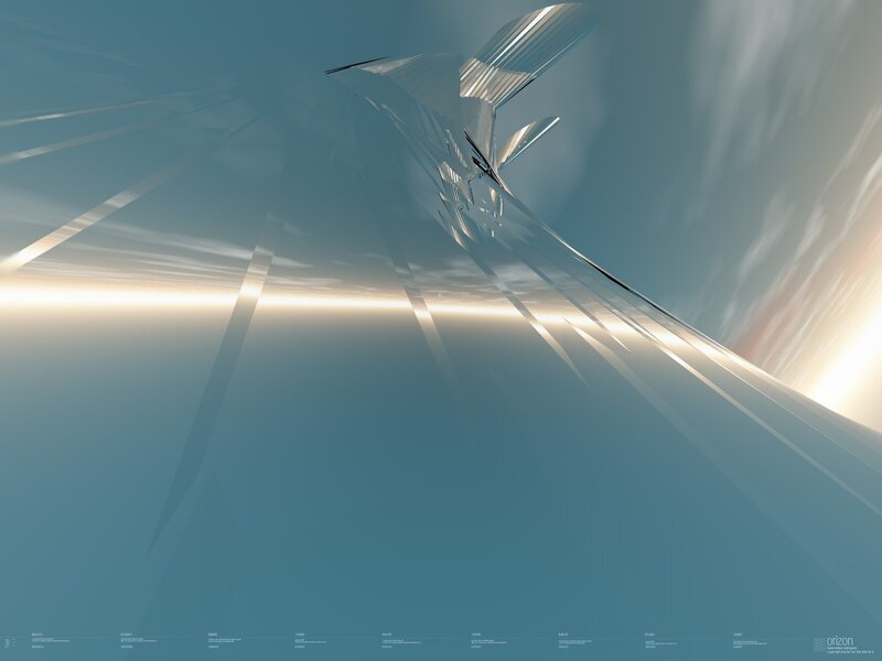 Futuristic aircraft in sky