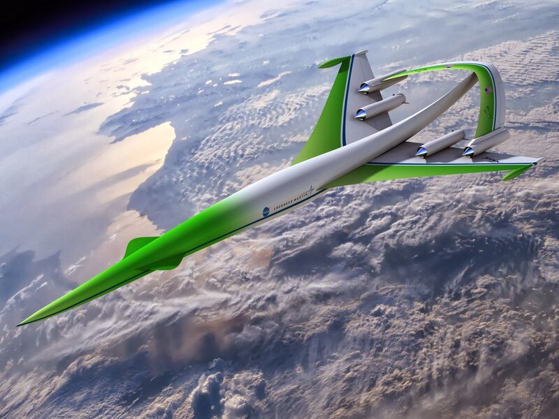 Futuristic Aircraft in Space — Green