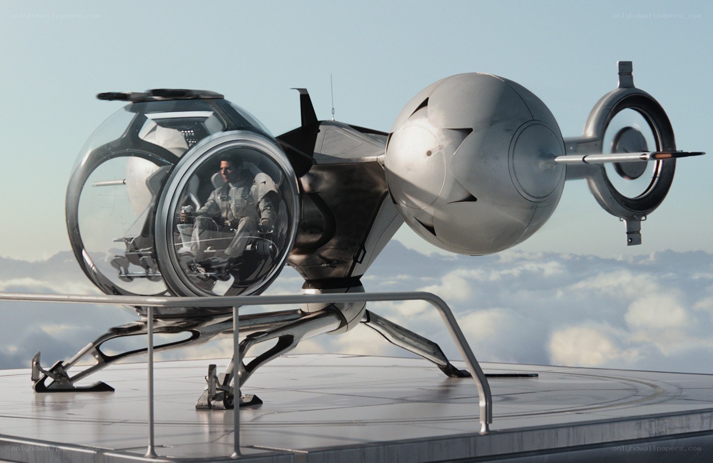 futuristic aircraft on landing pad