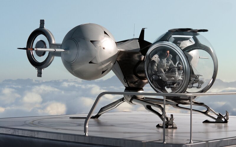 Futuristic Aircraft on Platform