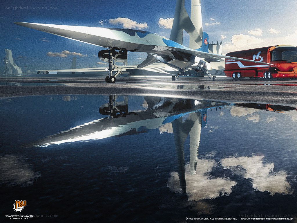 Futuristic aircraft on tarmac