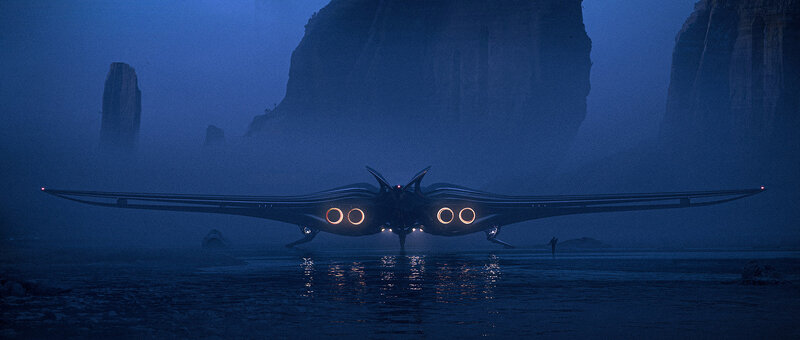 Futuristic Aircraft on Water