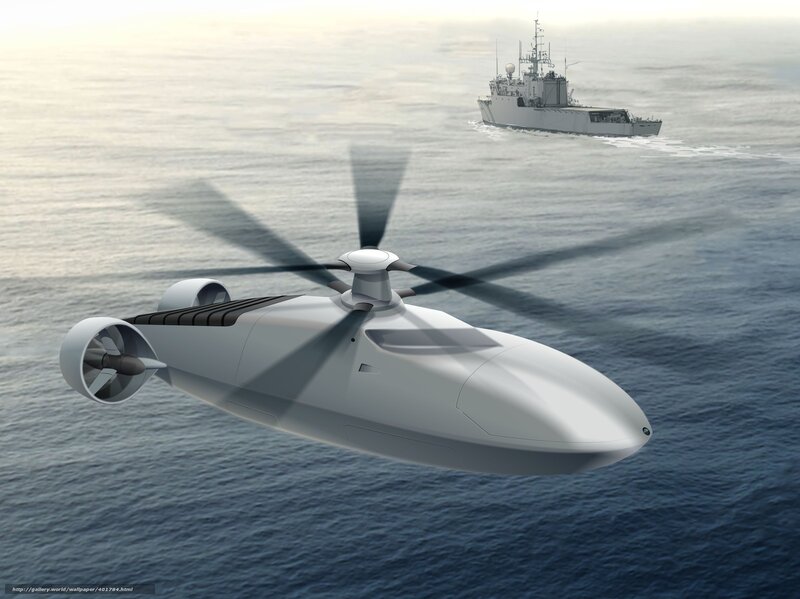 Futuristic aircraft over ocean