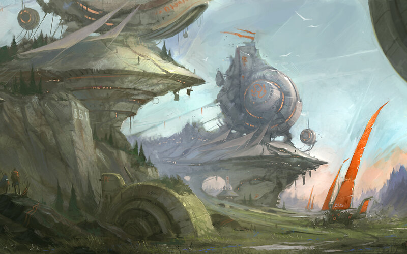 Futuristic airship colony