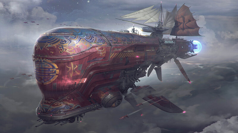 Futuristic Airship — Red