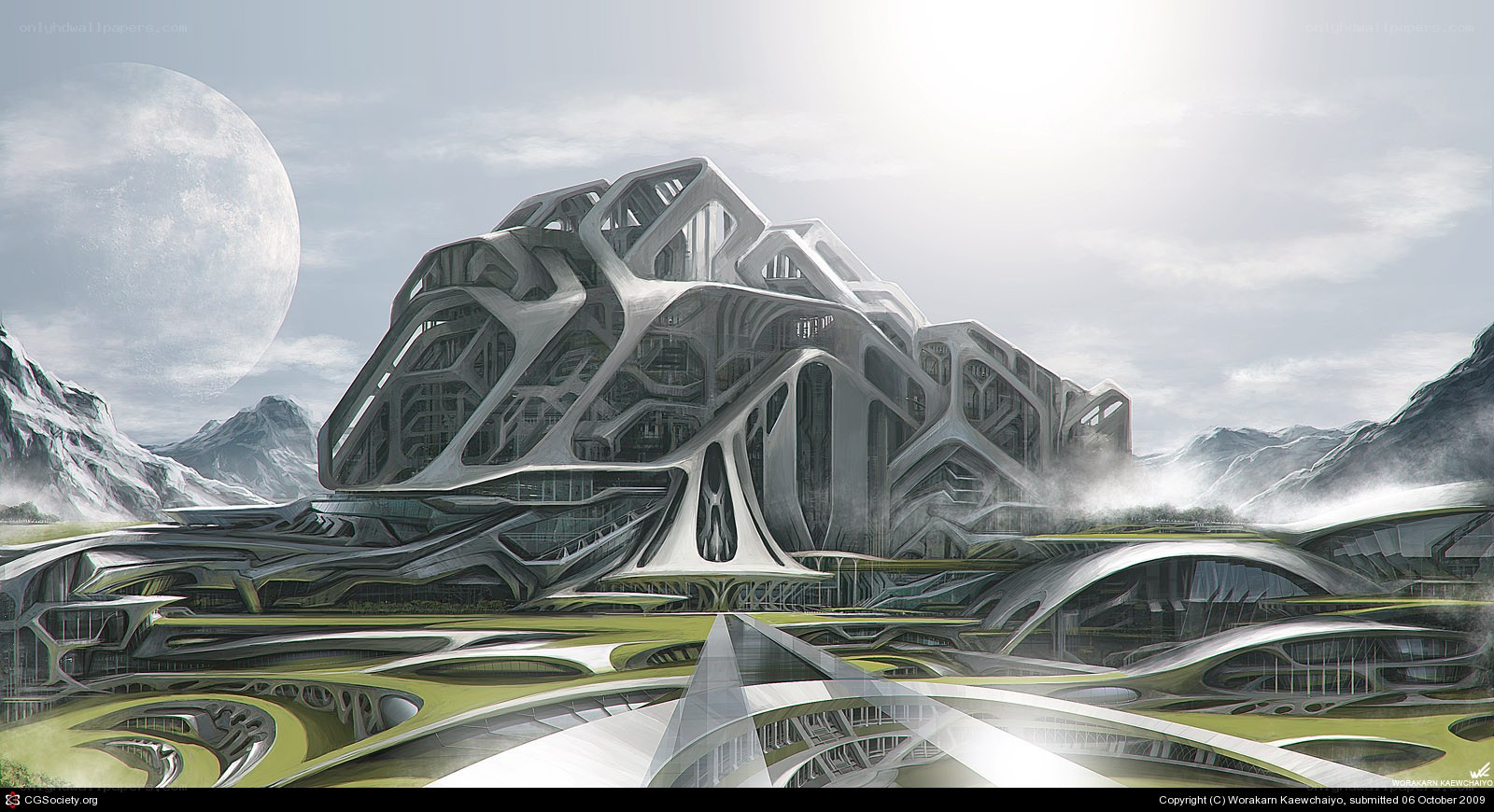 Futuristic alien architecture