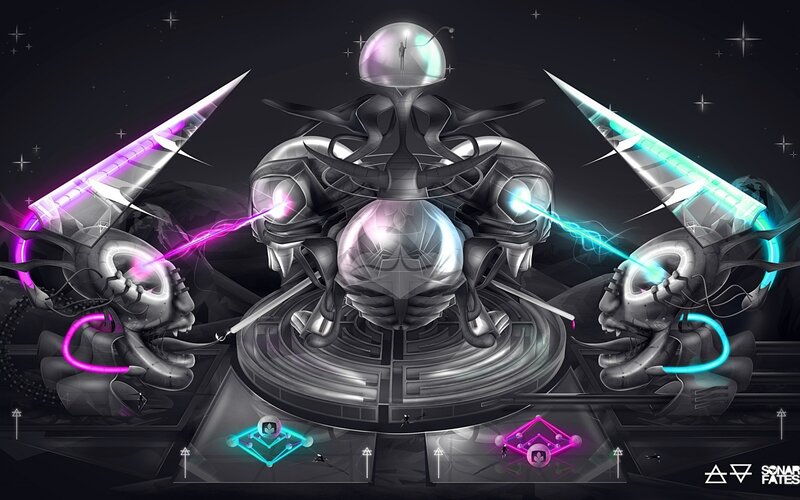 futuristic alien battle scene