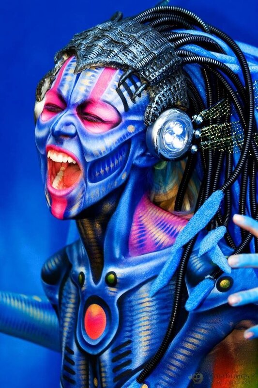 futuristic alien body paint