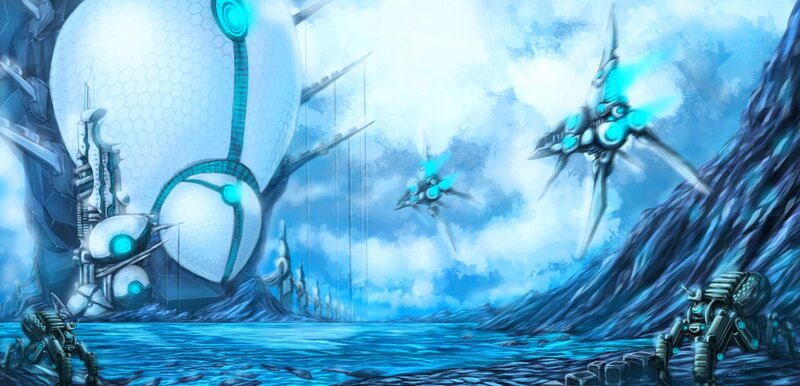 Futuristic Alien City — Blue