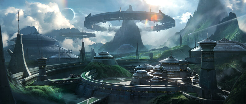 Futuristic Alien City — Green