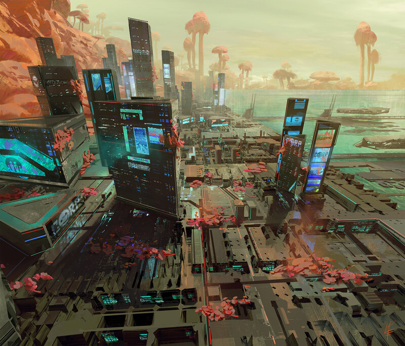 Futuristic Alien City — Orange, Dystopian
