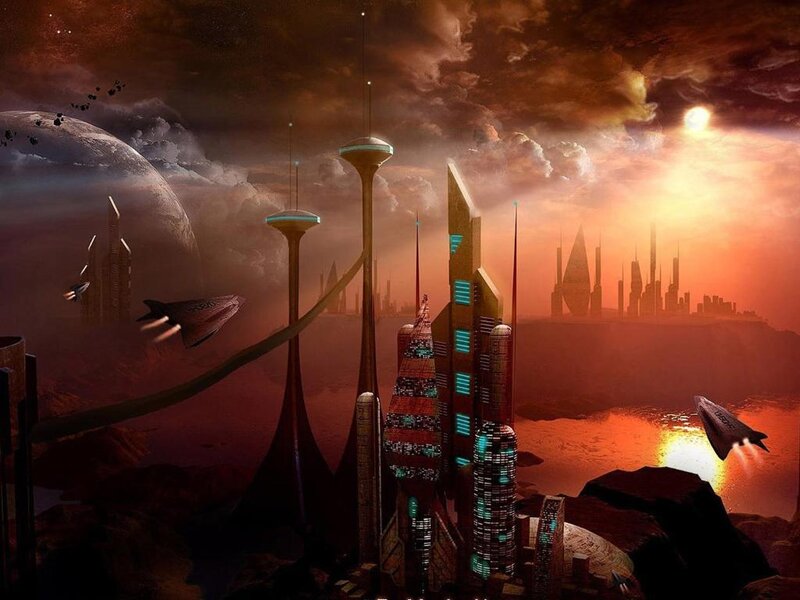 Futuristic Alien City — Orange