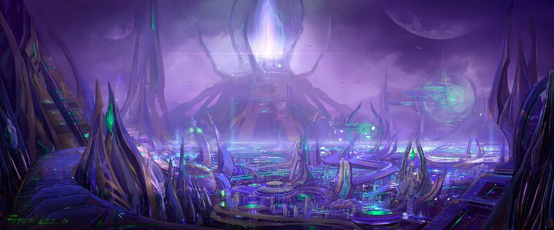 Futuristic Alien City — Purple