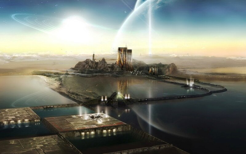futuristic alien cityscape