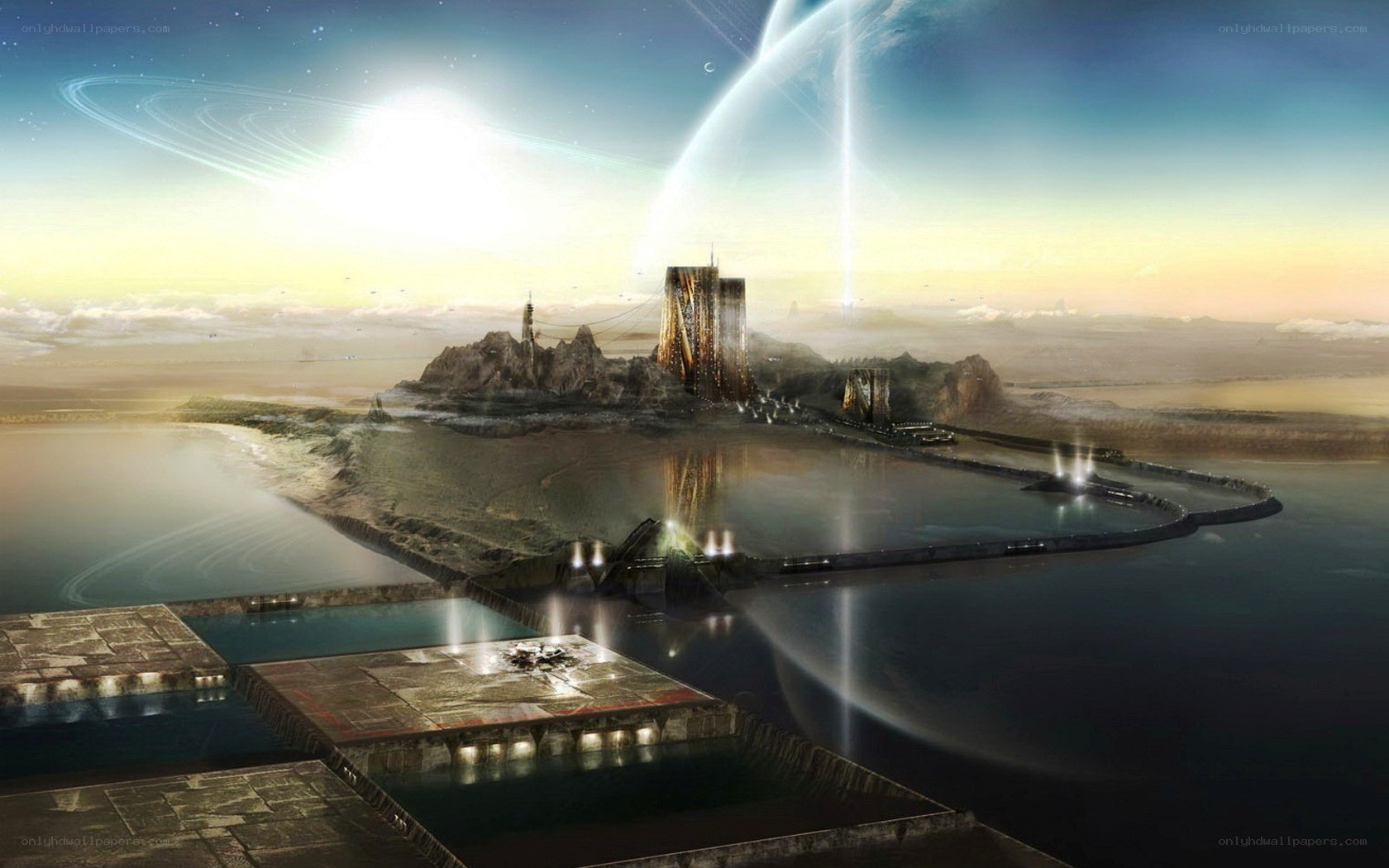 futuristic alien cityscape