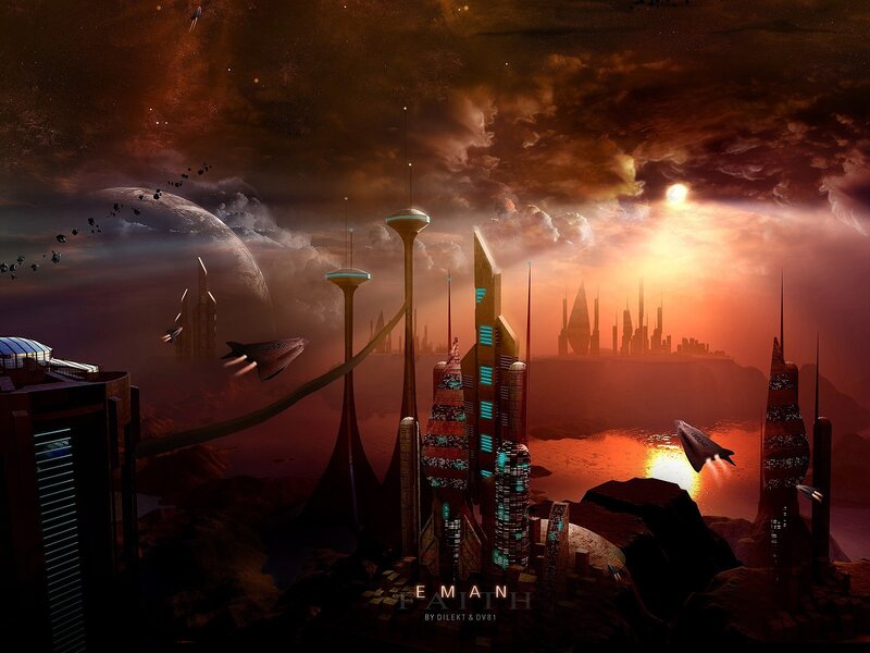 futuristic alien cityscape