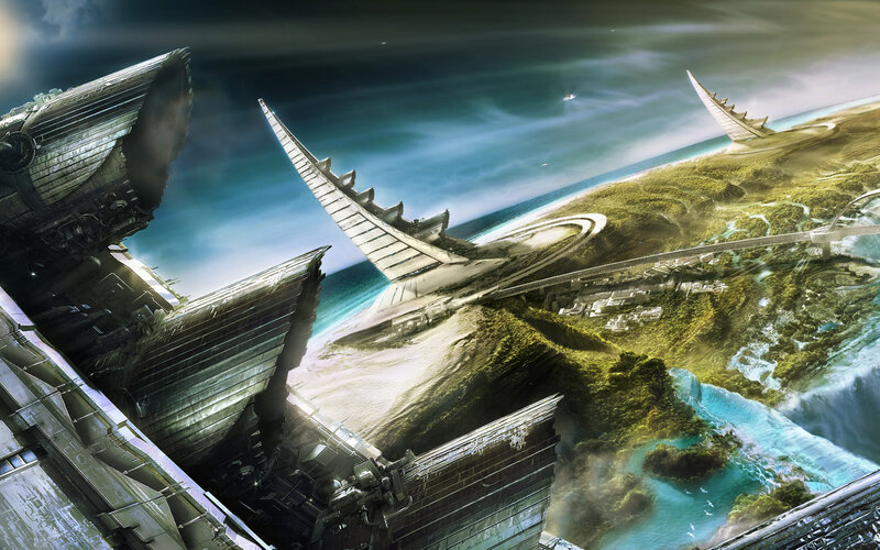 futuristic alien cityscape