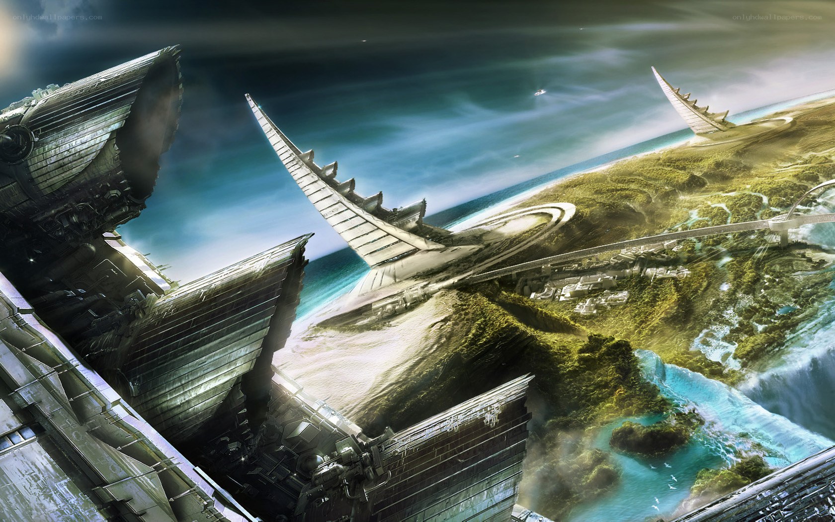 futuristic alien cityscape