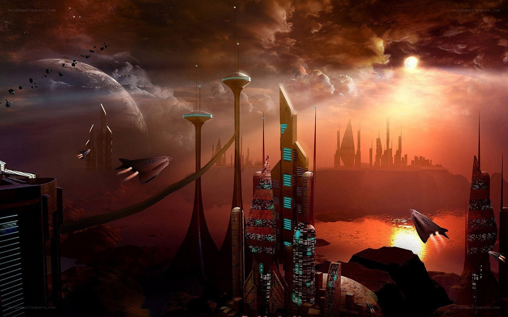 futuristic alien cityscape