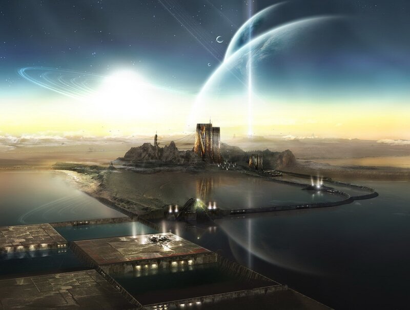 Futuristic alien cityscape