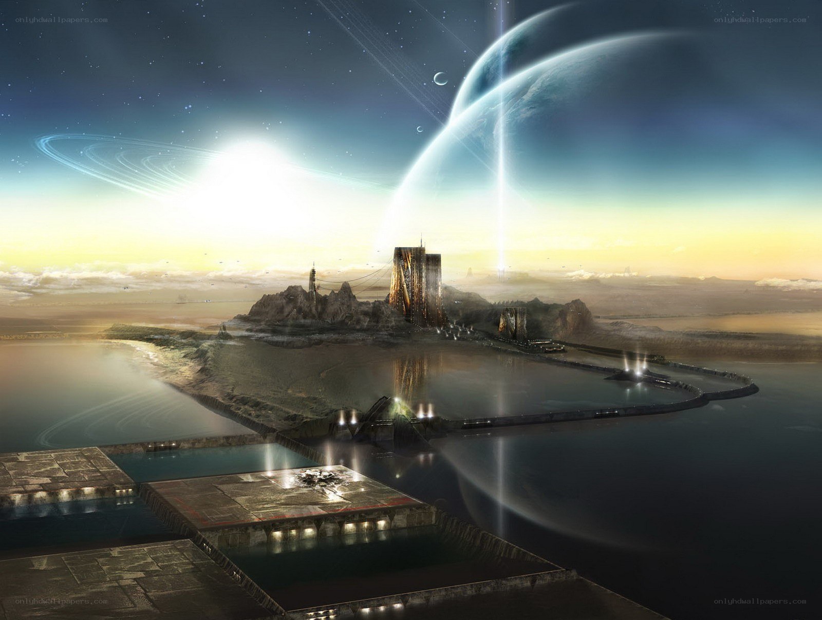 Futuristic alien cityscape