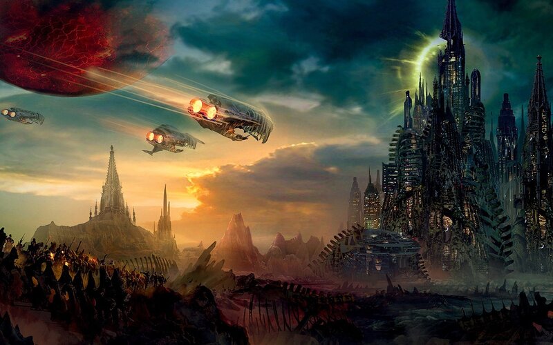 futuristic alien cityscape