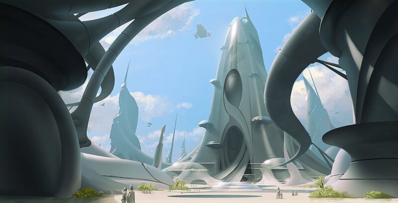 futuristic alien cityscape