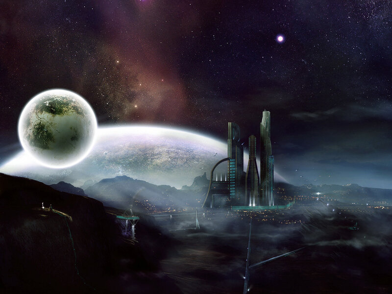 futuristic alien cityscape