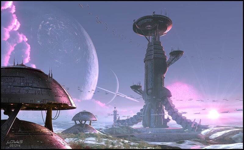 Futuristic alien cityscape