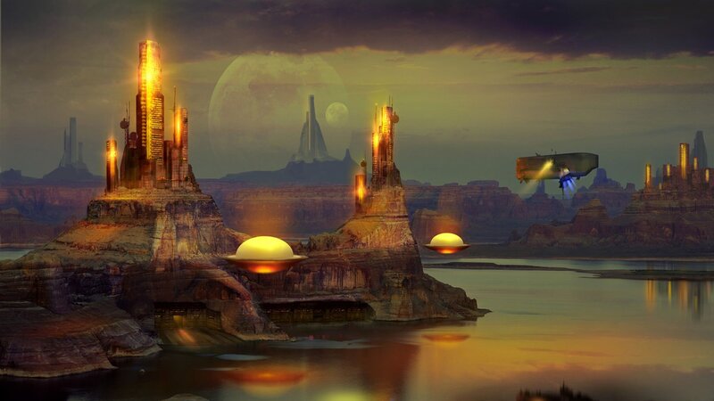 futuristic alien cityscape