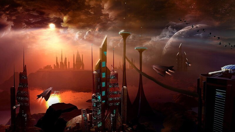 futuristic alien cityscape