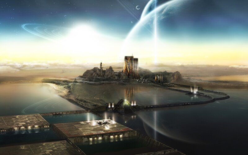 futuristic alien cityscape