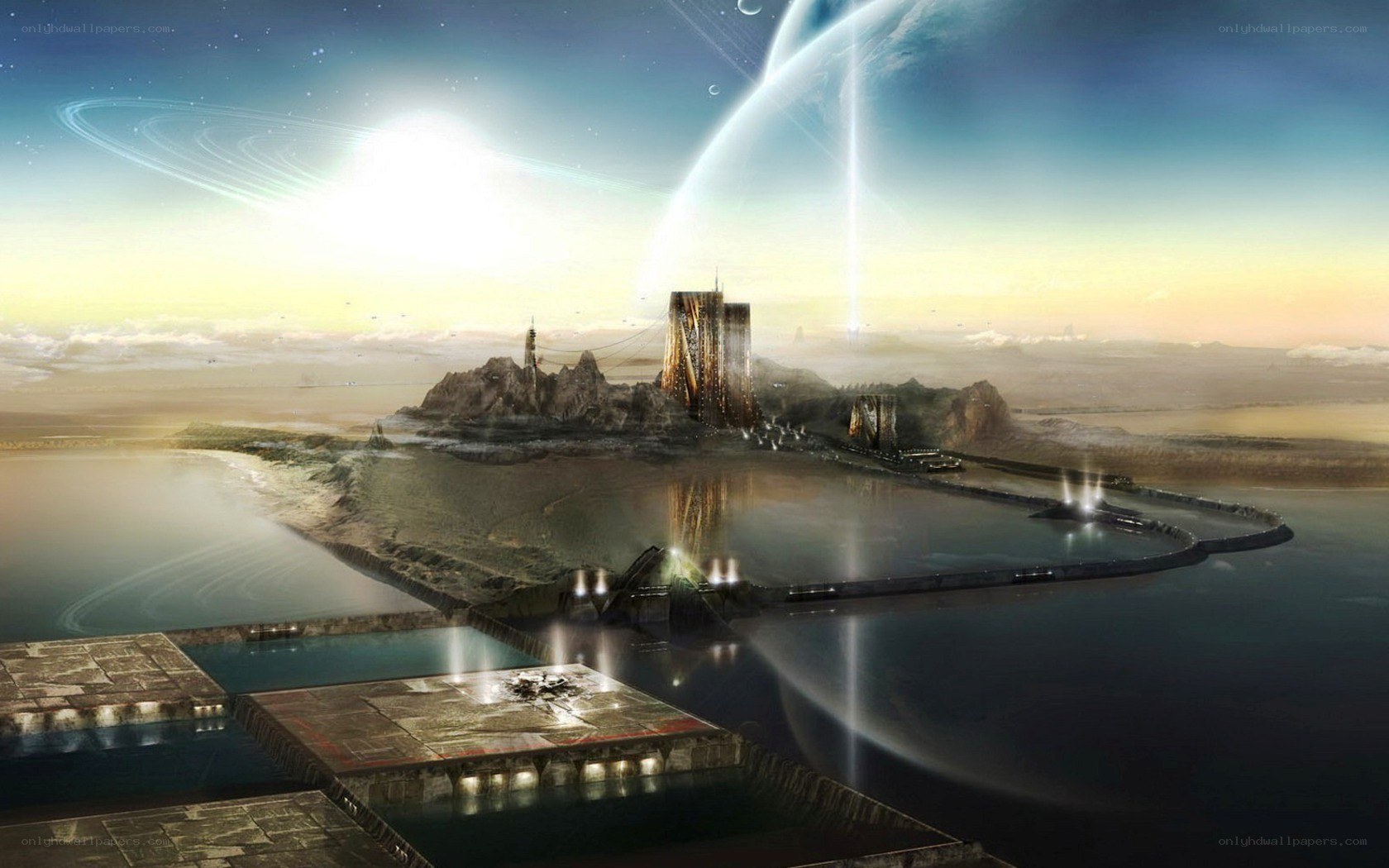 futuristic alien cityscape