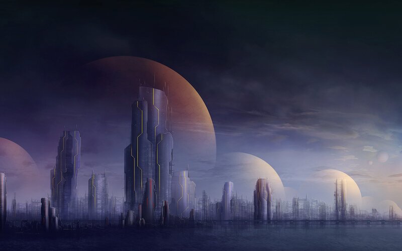 futuristic alien cityscape