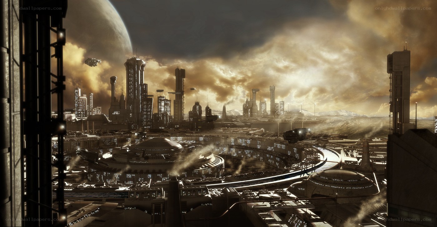 futuristic alien cityscape