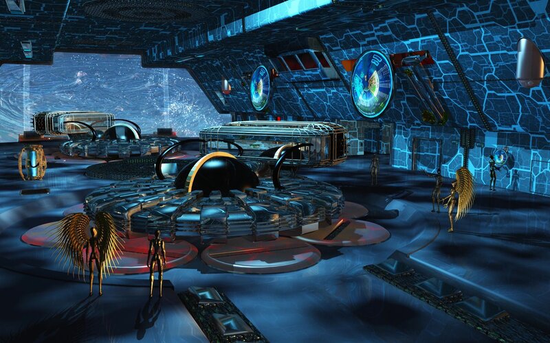 futuristic alien control room