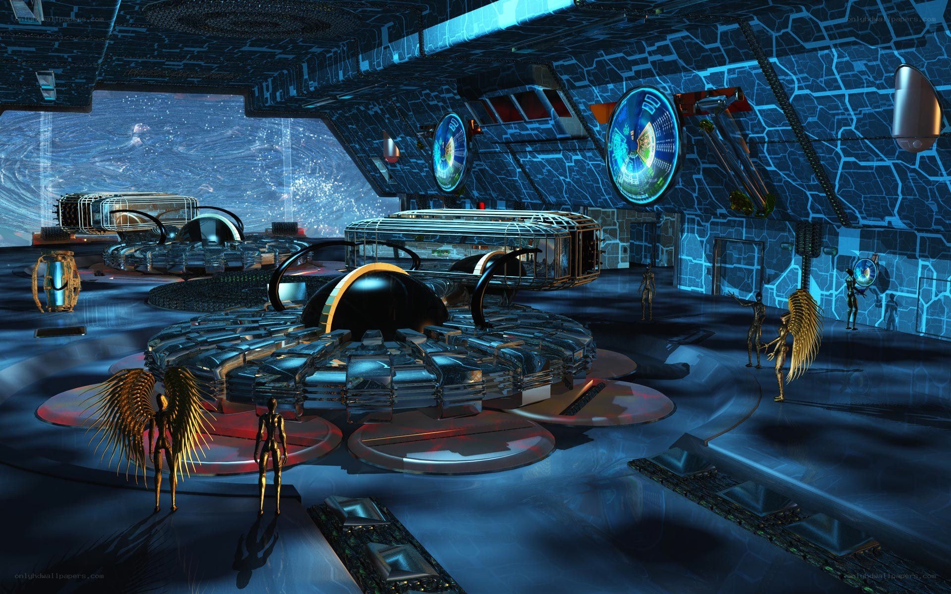 futuristic alien control room