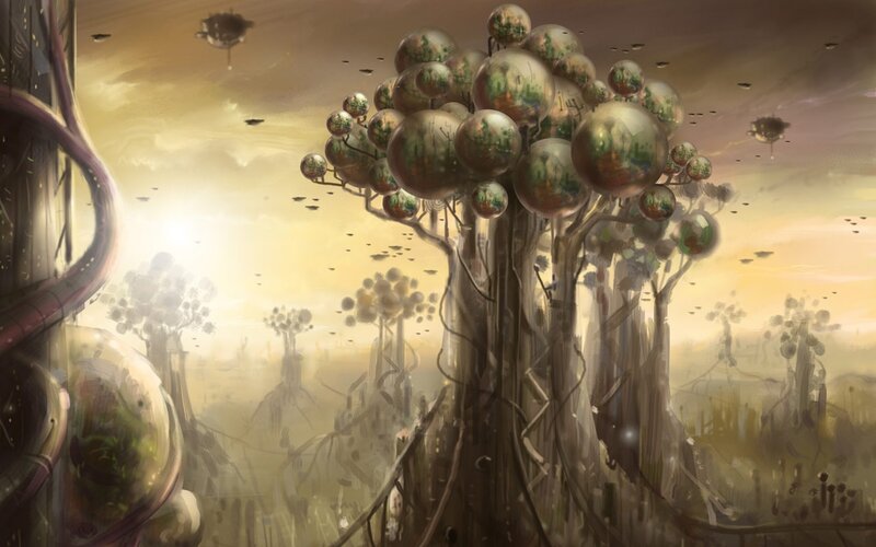 Futuristic alien forest