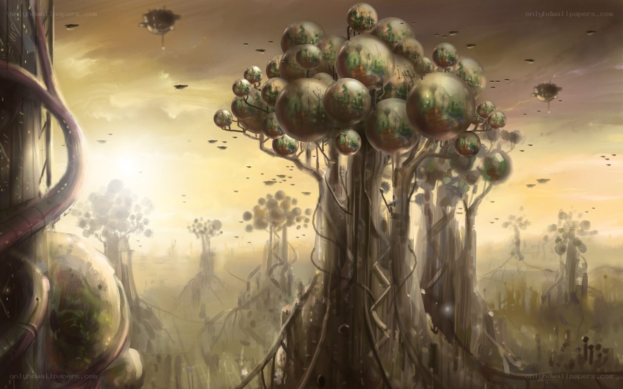 Futuristic alien forest
