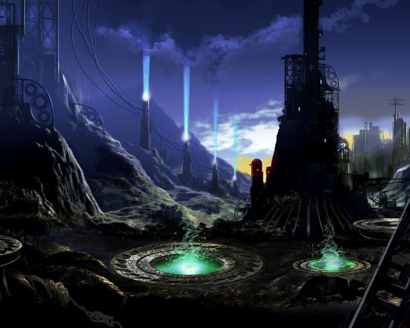 Futuristic Alien Landscape — Blue, Dramatic